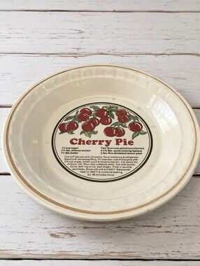 Vintage Cherry Pie Baker Dish Sunnycraft Korea Recipe Pie Plate Farmhouse 10.75”